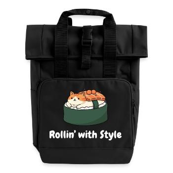Sushi Cat Roll Style - Sac à dos Roll Top à deux anses - noir - Devant