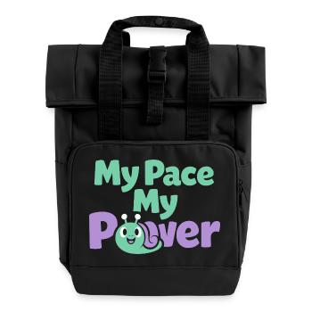 Sanfte Erziehungsidentität, Langsames - Rolltop Rucksack mit zwei Griffen - Schwarz - Vorne