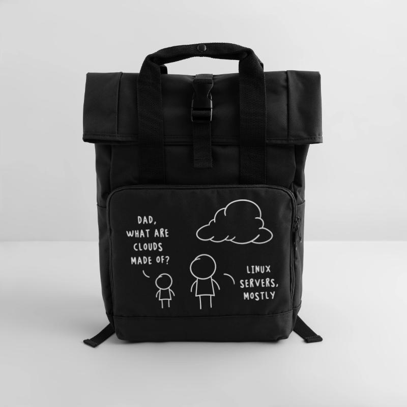 Linux Server Cloud Computing Funny Saying Roll Top Backpack with Two Handles