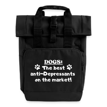 Cool dog saying - Roll Top Backpack with Two Handles - black - Front