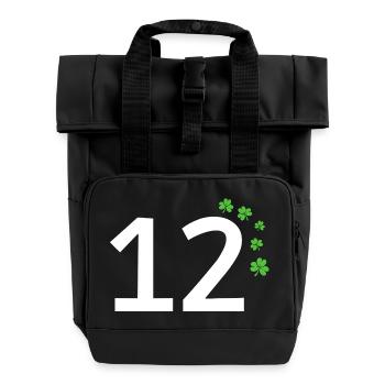 12 - Roll Top Backpack with Two Handles - black - Front