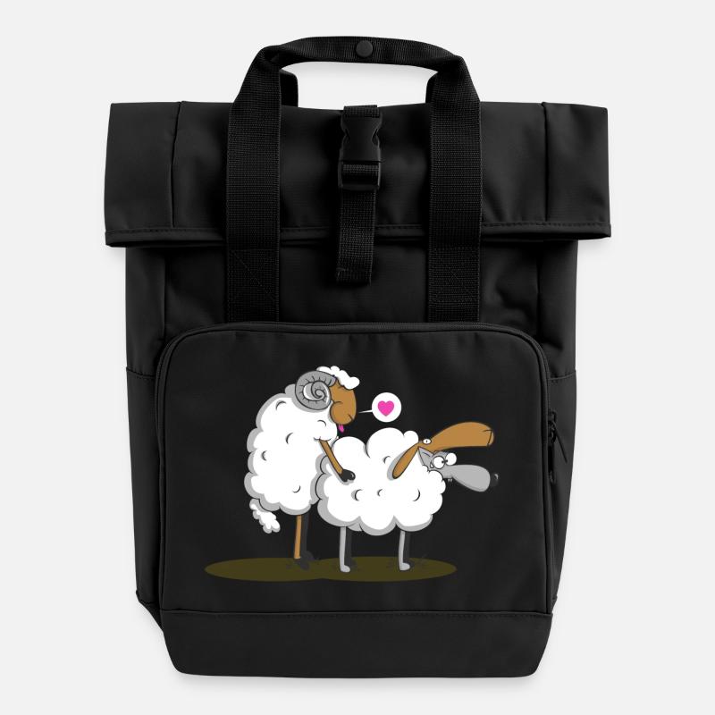 Camouflage - Roll Top Backpack with Two Handles - black