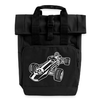 Race Car / Race Car 02_white - Roll Top Backpack with Two Handles - black - Front