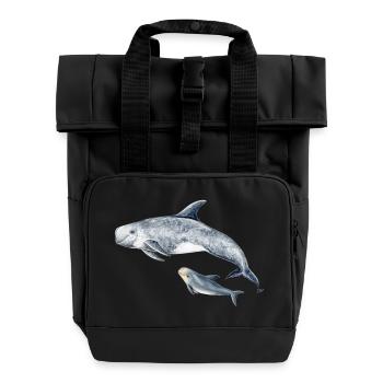 Risso - Grampus Dolphin - Dauphin Risso - Rolltop Rucksack mit zwei Griffen - Schwarz - Vorne