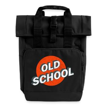Old School Vintage Logo - Roll Top Backpack with Two Handles - black - Front
