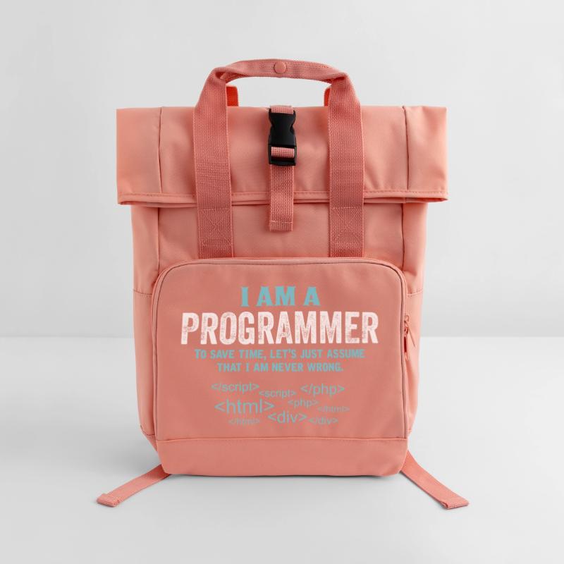 I Am A Programmer... Roll Top Backpack with Two Handles