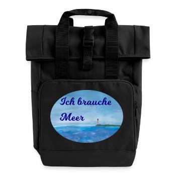 Meer Spruch - Rolltop Rucksack mit zwei Griffen - Schwarz - Vorne