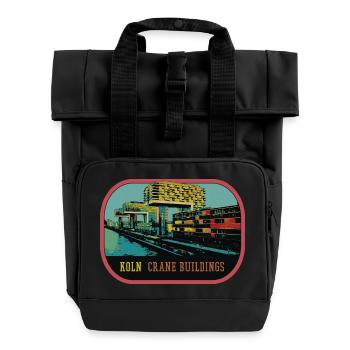 Köln, Die Kranhäuser im Rheinauer Hafen - Rolltop Rucksack mit zwei Griffen - Schwarz - Vorne