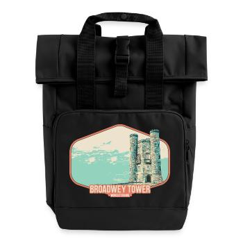 Illustration Broadwey Tower, Worcestershire - Rolltop Rucksack mit zwei Griffen - Schwarz - Vorne