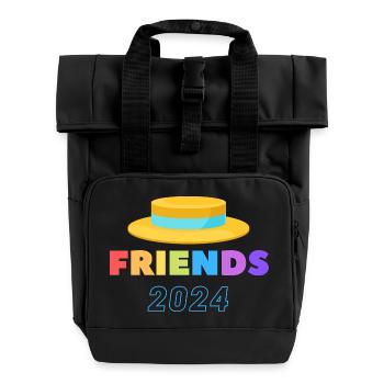 Straw Hat Festival - Roll Top Backpack with Two Handles - black - Front