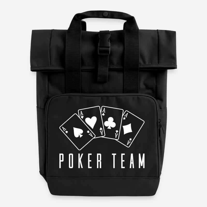 poker team 1 - Rolltop Rucksack mit zwei Griffen - Schwarz