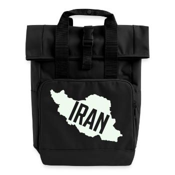 Iran Map Bold Typography - Roll Top Backpack with Two Handles - black - Front