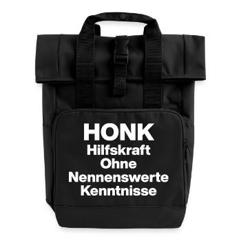 HONK HILFSKRANK OHNE NERWERT KENNISSE. SARKASMUS  - Rolltop Rucksack mit zwei Griffen - Schwarz - Vorne