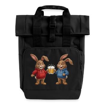Osterhasen Bier Hasen Party Feiern Prost Ostern - Rolltop Rucksack mit zwei Griffen - Schwarz - Vorne