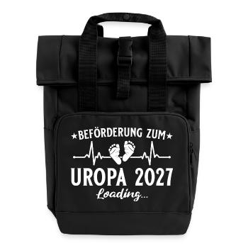 Beförderung zum Uropa 2027 Loading Geschenk - Rolltop Rucksack mit zwei Griffen - Schwarz - Vorne