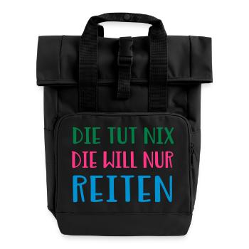reiten - Rolltop Rucksack mit zwei Griffen - Schwarz - Vorne