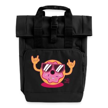 Süßigkeit Donut - Rolltop Rucksack mit zwei Griffen - Schwarz - Vorne