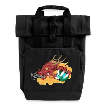 Oriental dragon - Roll Top Backpack with Two Handles - black - Front