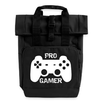 Pro Gamer / Cool Gaming Gamer Design - Rolltop Rucksack mit zwei Griffen - Schwarz - Vorne