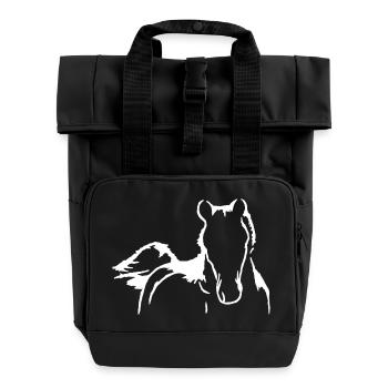 Silhouette des Pferdes - Rolltop Rucksack mit zwei Griffen - Schwarz - Vorne