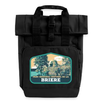 Brière Landscape Badge: Authentic Nature - Roll Top Backpack with Two Handles - black - Front