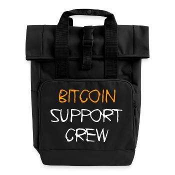 Bitcoin Support Crew Design - Rolltop Rucksack mit zwei Griffen - Schwarz - Vorne