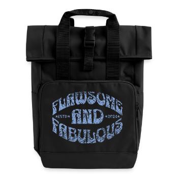 Flawsome and fabulous in vintage blau - Roll Top Backpack with Two Handles - black - Front