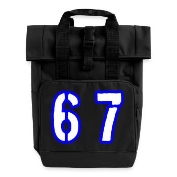 67 Number Symbol - Roll Top Backpack with Two Handles - black - Front