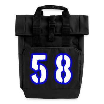 58 Number Symbol - Roll Top Backpack with Two Handles - black - Front