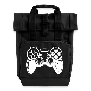 Video Games Controller - Roll Top Backpack with Two Handles - black - Front