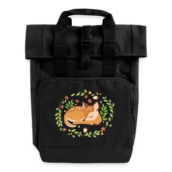 Sleeping fawn - Roll Top Backpack with Two Handles - black - Front