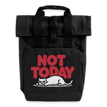 Not Today Cat - Roll Top Backpack with Two Handles - black - Front