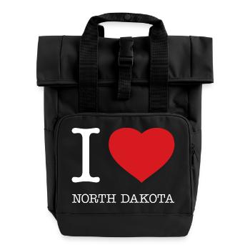 I LOVE NORTH DAKOTA - Roll Top Backpack with Two Handles - black - Front