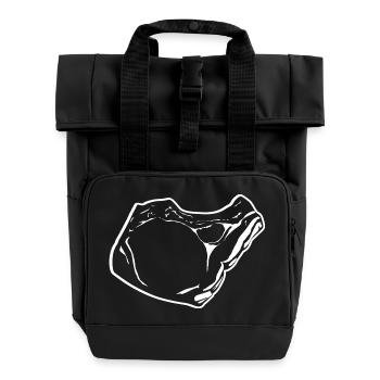 Steak Sketch - Roll Top Backpack with Two Handles - black - Front