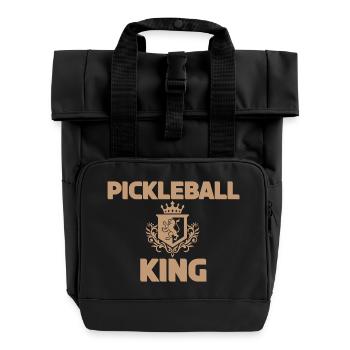 Pickleball König Muster Design - Rolltop Rucksack mit zwei Griffen - Schwarz - Vorne
