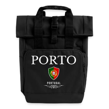 Souvenir Porto, Porto Portugal - Roll Top Backpack with Two Handles - black - Front