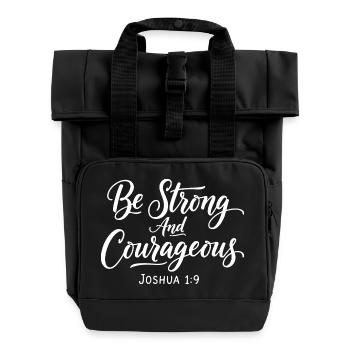 Sei stark und mutig Josua 1:9 Jesus - Rolltop Rucksack mit zwei Griffen - Schwarz - Vorne