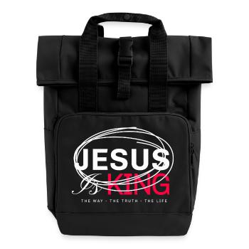 Jesus King Bold Typography - Roll Top Backpack with Two Handles - black - Front