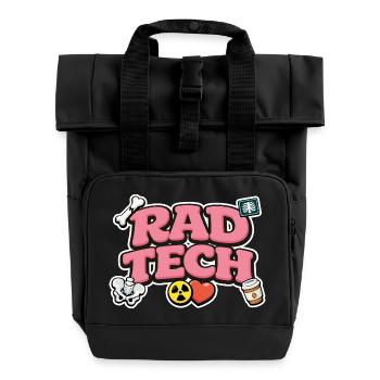 Rad Tech Radiology Humor Medical Design - Roll Top Backpack with Two Handles - black - Front