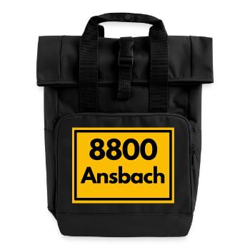 ALTE POSTLEITZAHL PLZ RETRO 8800 ANSBACH FRANKEN - Rolltop Rucksack mit zwei Griffen - Schwarz - Vorne