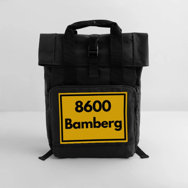 OLD POSTCODE POSTCODE RETRO 8600 BAMBERG FRANKEN Roll Top Backpack with Two Handles