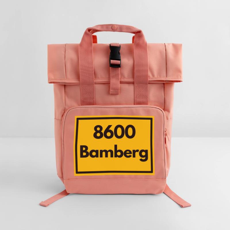 OLD POSTCODE POSTCODE RETRO 8600 BAMBERG FRANKEN Roll Top Backpack with Two Handles