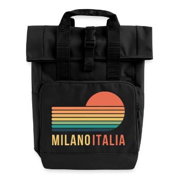 Milan, Italy - Roll Top Backpack with Two Handles - black - Front