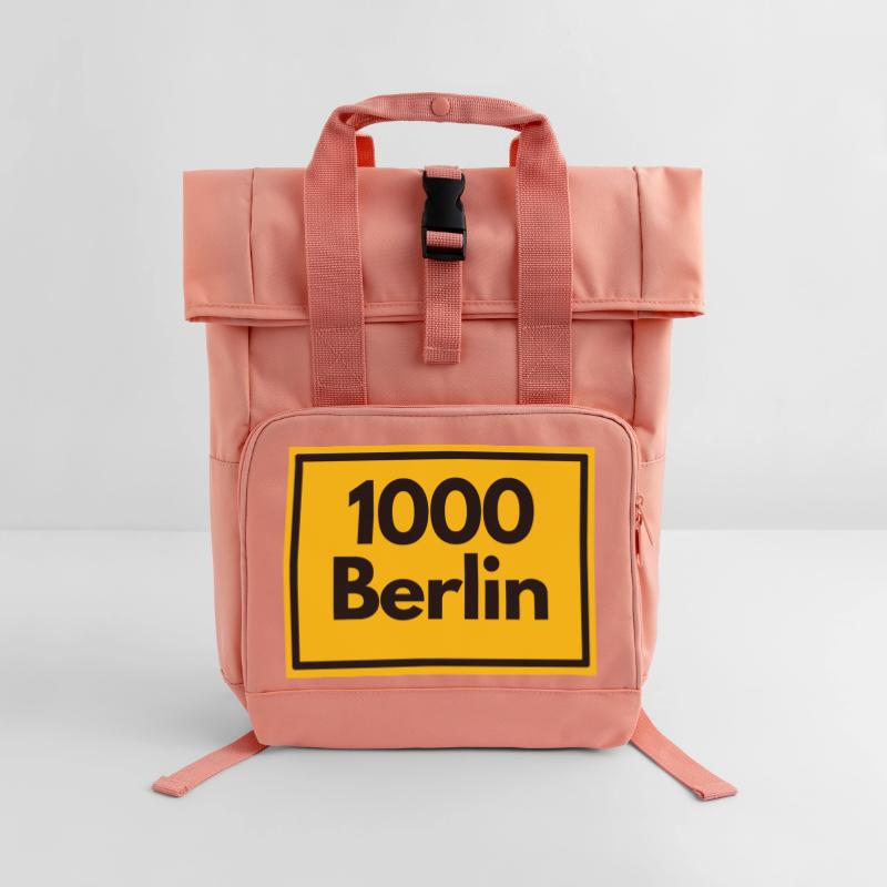OLD POSTCODE POSTCODE RETRO 1000 BERLIN CAPITAL Roll Top Backpack with Two Handles