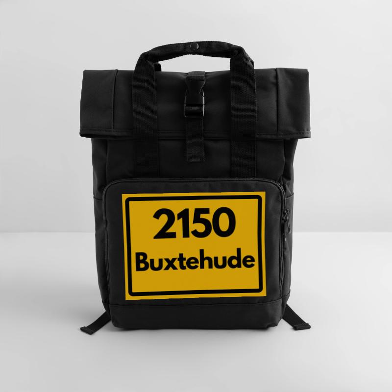 OLD POSTCODE POSTCODE RETRO 2150 BUXTEHUDE HANSE Roll Top Backpack with Two Handles