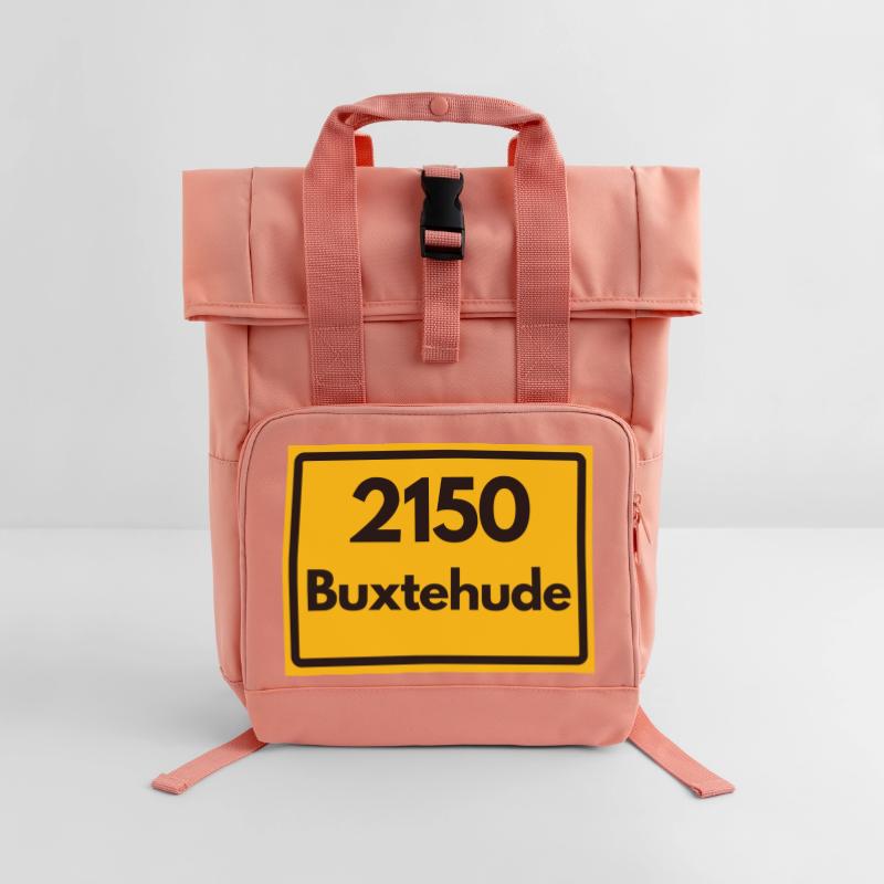OLD POSTCODE POSTCODE RETRO 2150 BUXTEHUDE HANSE Roll Top Backpack with Two Handles