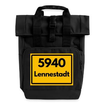 ALTE POSTLEITZAHL PLZ RETRO 5940 LENNESTADT - Rolltop Rucksack mit zwei Griffen - Schwarz - Vorne
