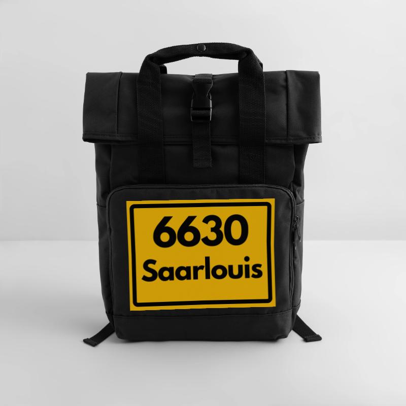OLD POSTCODE POSTCODE RETRO 6630 SAARLOUIS HEIMAT Roll Top Backpack with Two Handles