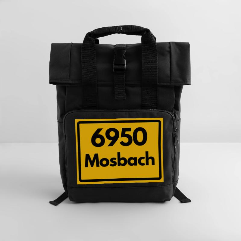 OLD POSTCODE POSTCODE RETRO 6950 MOSBACH HEIMAT BW Roll Top Backpack with Two Handles