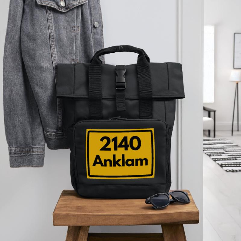 OLD POSTCODE POSTCODE RETRO 2140 ANKLAM HEIMAT Roll Top Backpack with Two Handles
